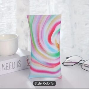 Colorful Design Glasses Pouch Soft Eyewear Sleeve PU Leather, Colorful Swirls